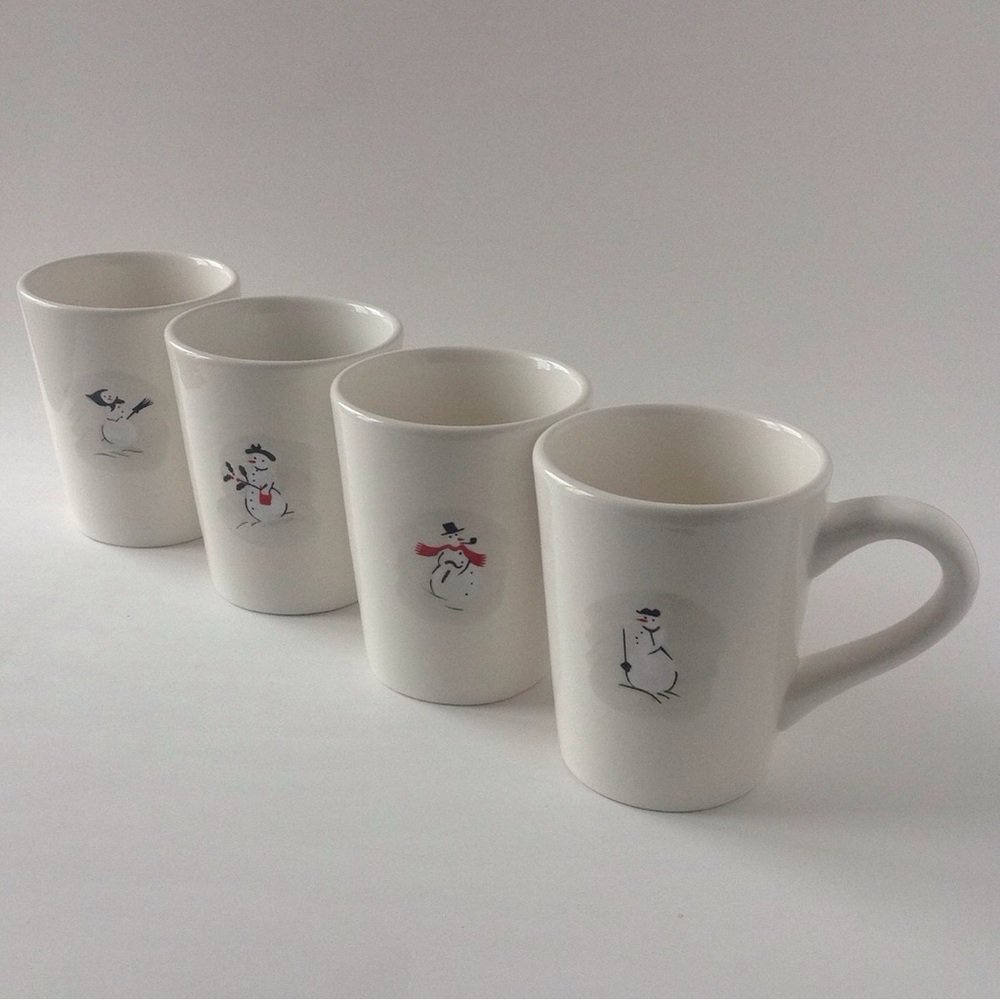 5 Williams Sonoma White Ceramic Mugs